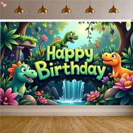 Dinosaur Birthday Backdrop - 6x3.6ft Cartoon Dinosaur Banner for Kids' Dino-Themed Happy Birthday Pa