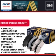 Brake Pad Rear Aisin C2N128V 43022-SD2-930 Honda SIR / City / Jazz 1999-2013