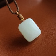天然羊脂玉無事牌項鏈新疆羊脂玉和田玉吊墜平安喜樂順遂無憂