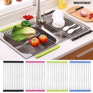 weststreet Foldable Stainless Steel Home Kitchen Dish Drainer Sink Drying Rack Sorting Tray