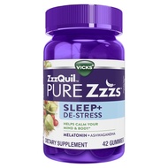 Vicks PURE Zzzs ZzzQuil Pure Zzzs Sleep+De Stress Melatonin Sleep Aid Gummies with Ashwagandha Helps