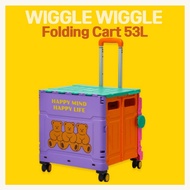 [Wiggle Wiggle] Folding Cart 53L Large Capacity Cute Storage Box with Wheels Heavy Duty Portable Sho