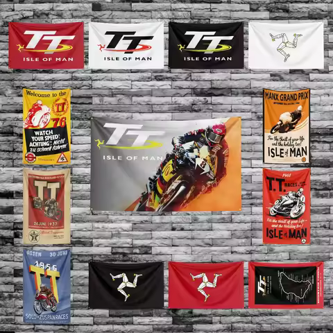 3x5 Ft Isle Of Man TT Flag Polyester Digital Printing Racing Banner for Garage Wall Art Out Door Dec