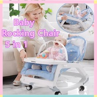 5 in 1 Baby Rocking Chair Foldable Infant Bouncer Rocker Cradle Bed for Babies Toddler Dining Chair
