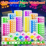 【SG】50Pcs Fluorescent Waterproof VIP Paper Wristbands for Event Party Club Concert Wristband