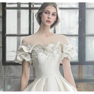 BRIDAL DRESS ONE BRIDAL ONE- SHOULDER SATIN WEDDING DRESS.