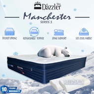 【Free Shipping + Latex Pillow】Dazzler Max 7 Zone Pocket Spring Mattress Cool Silk Pure Latex Layer