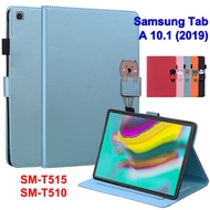 For Samsung Galaxy Tab A 10.1 (2019) 10.1" SM-T515 SM-T510 Cute Animal Pattern Tablet Protection Case Fashion Painted Leather Casing Flip Wallet Card Stand Shockproof Cover