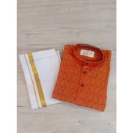 SILK COTTON VESHI (DHOTI) AND COTTON SHIRT FOR KIDS BOYS.