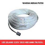 MERAH LED HOSE 220V 2835 48D 6MM RED WHITE LED STRIP LIGHTS 7 METERS LENGTH/ROLL WITH POWER CABLE