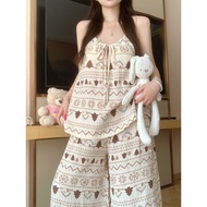 Retro House Trees Pajama Set - Loose & Comfortable for Girls