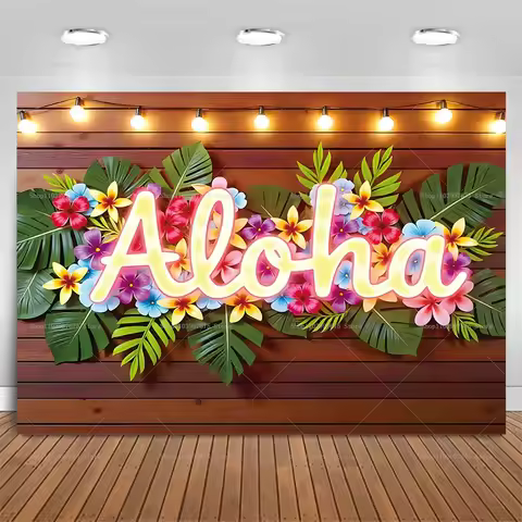 Summer Hawaiian Beach Backdrop Tropical Flowers Aloha Luau Party Birthday Decorations Photography Ba