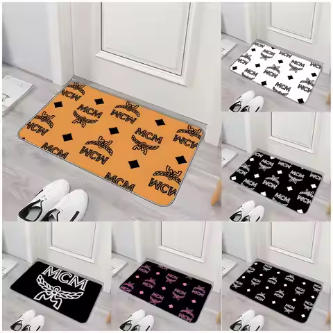 Brand Luxury M-MCM Floor Mat Non-Slip Washable Flannel Door Mat Absorbent Indoor Floor Rug