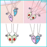 Alia 2Pcs Avocado Half Heart Best Friend Necklace Bestie  Heart Avocado Friendship Necklace Set Adju