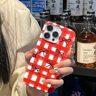 Biscuit diary iphone 14 pro hard case red plaid ribbon