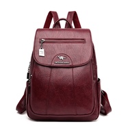 F Female Bag Backpack Soft Leather Travel Bag Anti-theft Faux Sheepskin Backpack