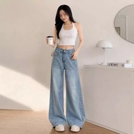 YOYO- New Trendy Highwaist Culottes Loose Wide Leg Jeans Korean StyleWanita