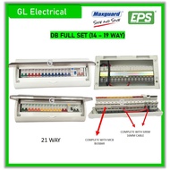 14 WAY 17 WAY 19 WAY 21 WAY PVC DB BOX/ MCB BOX FULL SET COMPLETE WITH MAIN SWITCH SIRIM APPROVED
