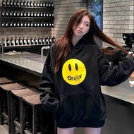 Jacket Hoodie D-rew Smiley Face Hot Trend 2024 Unisex Loose Form 100% cotton 2-Way Stretch Fabric - 