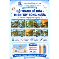 [TL13] Set of 10 Digital Paintings of Western Rivers with Chrysanthemum Bag & 6 Acrylic Marker Pens 