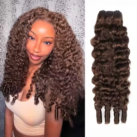 Burmese Curly Hair Bundles Human Hair Bundles And Weaves Chocolate Brown 3A 4C Real Human Hair India