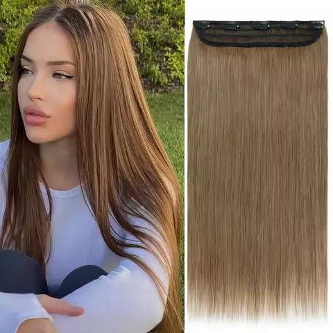 Clip In Hair Extensions 100% Human Hair One Piece With 5 Clips Color #8 Straight Brazilian Hair 120g