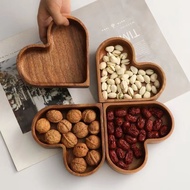 Heart-Shaped Wooden Tray Candy Box Solid Wood Tray Stackable Dried Fruit Box Creative Nut Tray Walnu