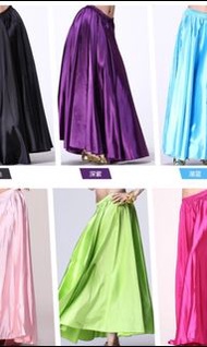 F) 360度大擺緞面舞裙 果綠/紫