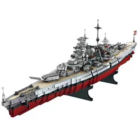 2081pcs Military WW2 Bismarck Battleship Building Blocks Large Boat Cruiser Model Bricks Toys Weapon