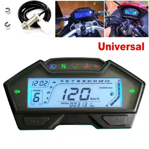 Retro Prince VA Color Round LCD Tachometer Odometer for Motorcycle Modification | Km/Mile Switchable