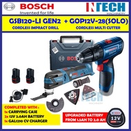 BOSCH COMBO KIT GOP12V-28 CORDLESS MULTI-CUTTER(SOLO)C/W GSB120-LI(GEN2) CORDLESS IMPACT DRIL(SOLO)+