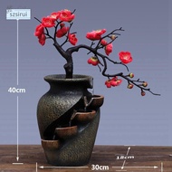 [szsirui] Creative Indoor Water Fountain Waterfall Flower Relaxation Feng Shui for Desktop Garden Office Home Decor