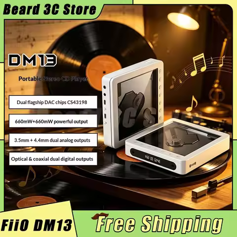 Fiio Dm13 Multifunctional Portable Stereo Cd Player With Long-Lasting Battery, Supports Usb Ripping,
