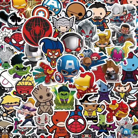 10/30/50pcs Q Version Cute Marvel Super Hero Cartoon Stickers DIY Skateboard Guitar Scrapbook Kawaii