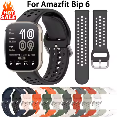 Silicone Strap For Amazfit Bip 6 Sport Smart Watch Breathable Intelligent 22MM Bracelet Correa Amazf