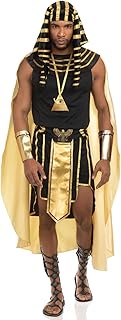 LYSINK Adult Mens Egyptian Pharaoh Costume 6 Pieces King of Egypt Cosplay Party Outfits Anubis Cloth