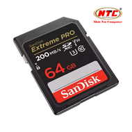 Thẻ nhớ Máy Ảnh SDXC SanDisk Extreme Pro 64GB V30 UHS-I U3 4K R200MB/s W90MB/s (Đen) - Nhat Tin Auth