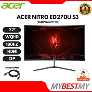 ACER NITRO ED270U S3 / ED270US3 27" CURVED GAMING MONITOR ( 27" VA WQHD / 1MS / 180HZ / FREESYNC / H