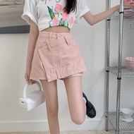 Large Size Fat Girl Pink Denim Skirt Skirt Women's Small High Waist Slimming A- Line Skort Short Skirt Hip Skirt Summer 828