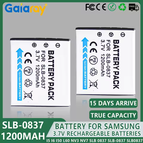 3.7V 1200mAH SLB-0837 SLB0837 Battery Rechargeable Battery For Samsung Camera I5 I6 I50 L60 NV3 NV7