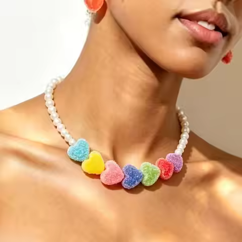 European and American soft sugar dopamine candy heart necklace bracelet, girl's heart fresh collarbo
