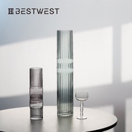 Boxi Home Floor-standing Straight Bamboo Glass Vase Decoration ins Home Living Room Designer Soft De