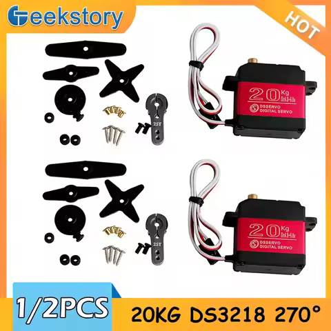 2 PCS 20KG DS3218 Digital Servo 270 Degree with 25T Servo Arm Metal Gear RC Servo Toys for Airplane 