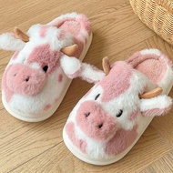 New Spotted Cow Indoor Household Furry Slippers Home Cotton Slippers Warm Thick-soled Plush Slippers