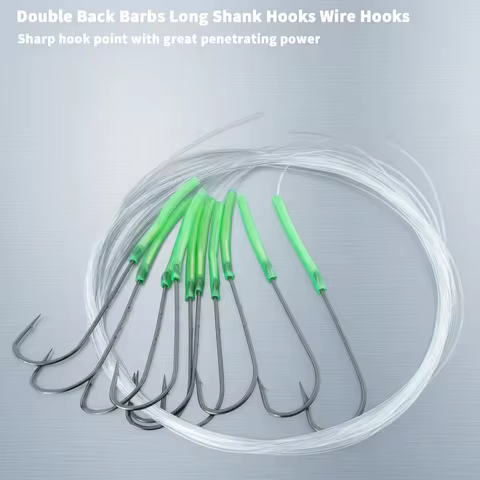 PD Fishing Gear Sea Fishing Double Back Barbs Long Shank Hooks Wire Hooks Hand Tied Hooks Sea Fishin