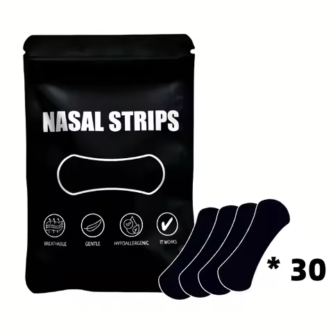 30pcs Black Nasal Strips for Sports & Sleep - Breathable, Hypoallergenic,Snore Prevention Nasal Stri