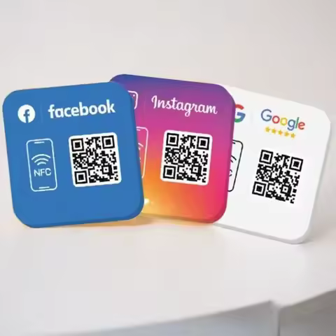 One Tap Contactless QR Code Sign Acrylic NFC QR Code Plaque Google Ins QR Sign Social Media Plate Go