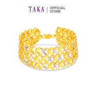 TAKA Jewellery 2-Tone 3-Rows Gold Heart Link 916 Gold Bracelet