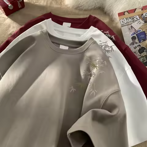 Men's Oversized T-shirts White Cotton T Shirt 5XL for Men Casual Summer Wear Fashion Leaf Print Tee 