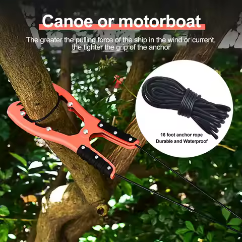 Canoe Anchor Grip with 16ft Paracord Kayaks Brush Gripper Kayaks Anchor Clamp for Easy Anytime Docki